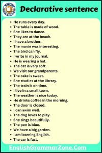 120 Example Of Declarative Sentence In English