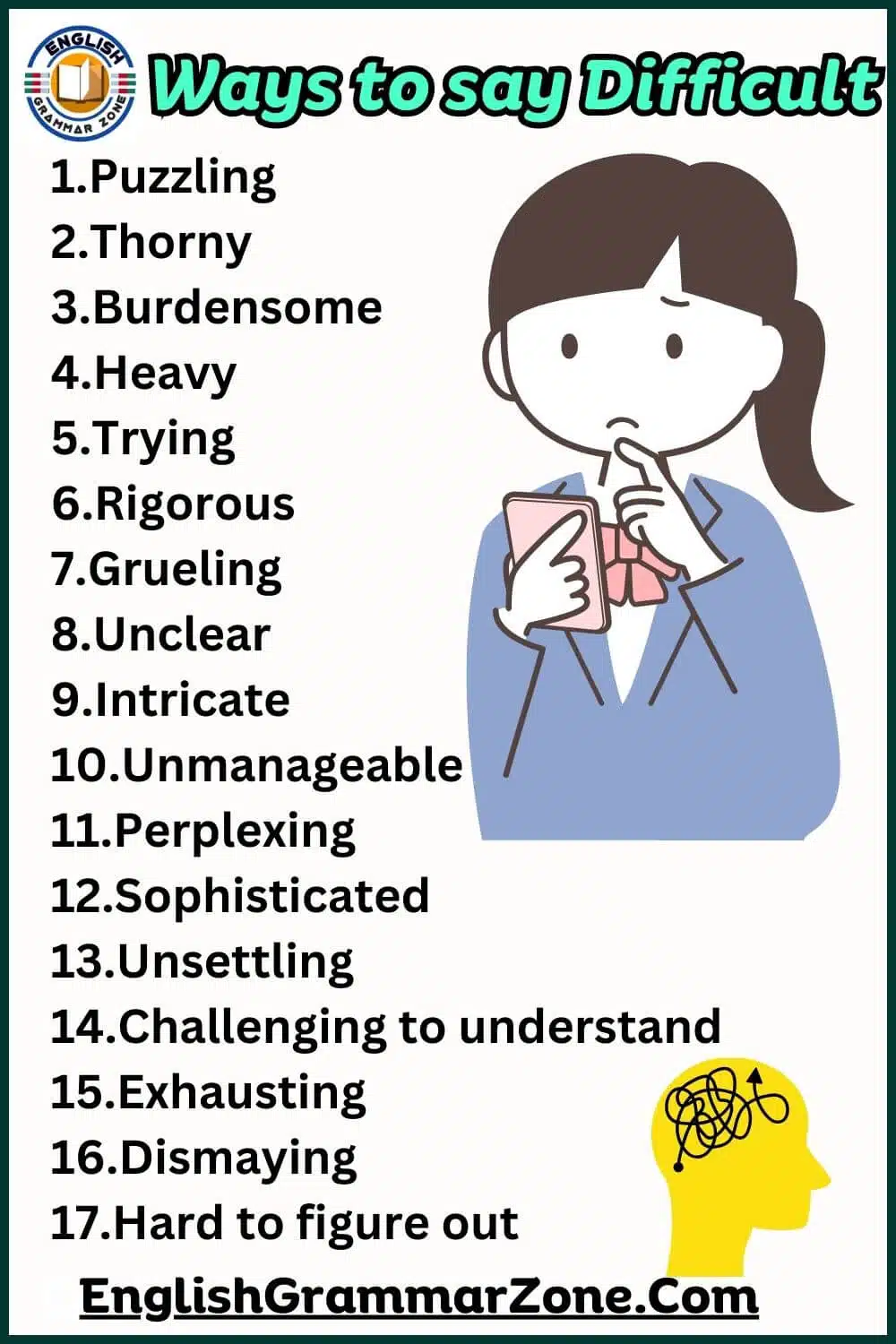 Difficult words in English; Different ways to say difficult