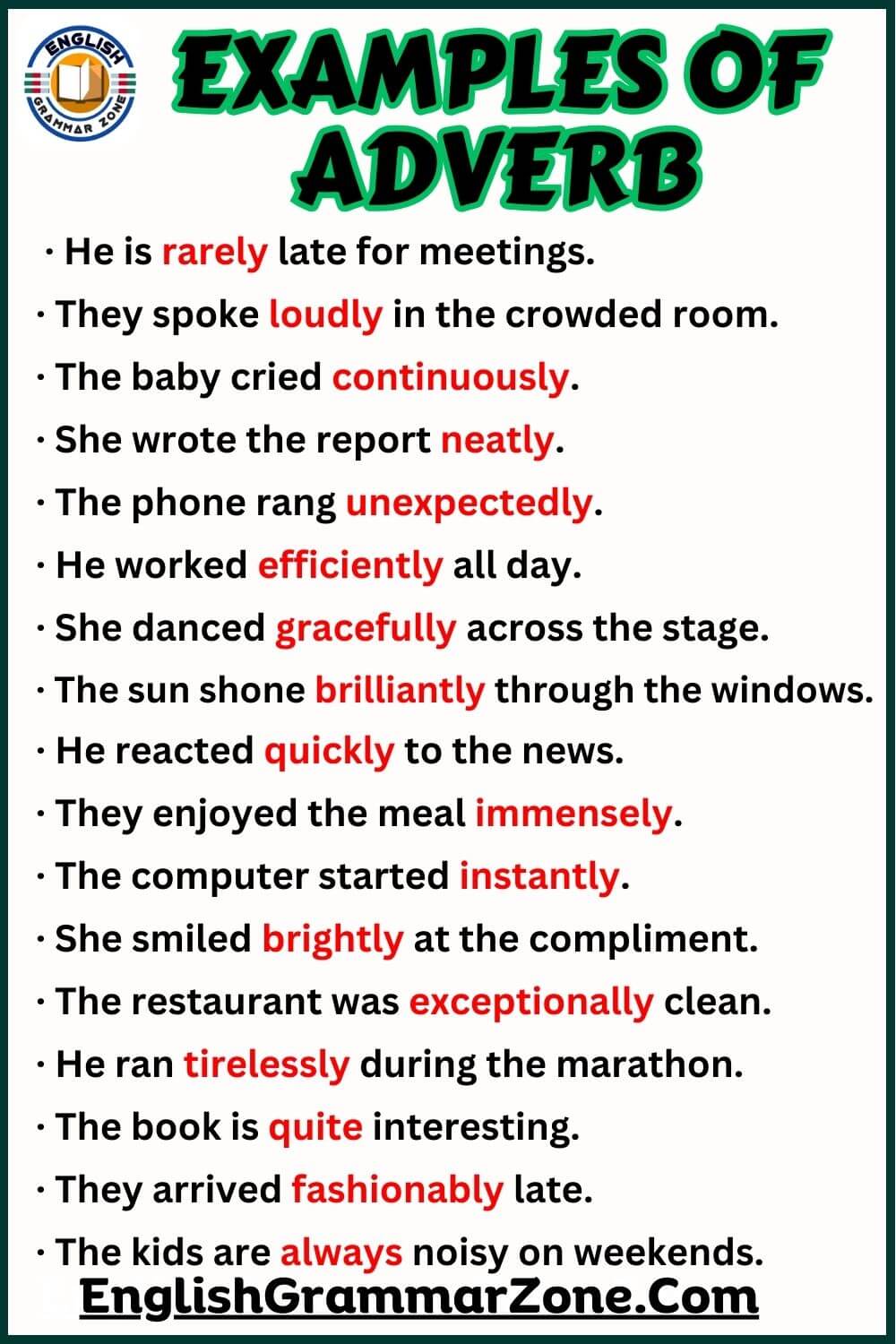 Examples of Adverb