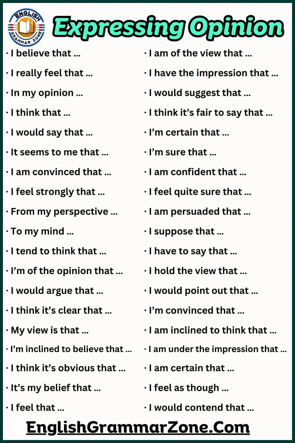 Expressing opinion example