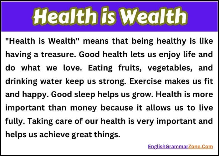Essay on Health is Wealth for Children