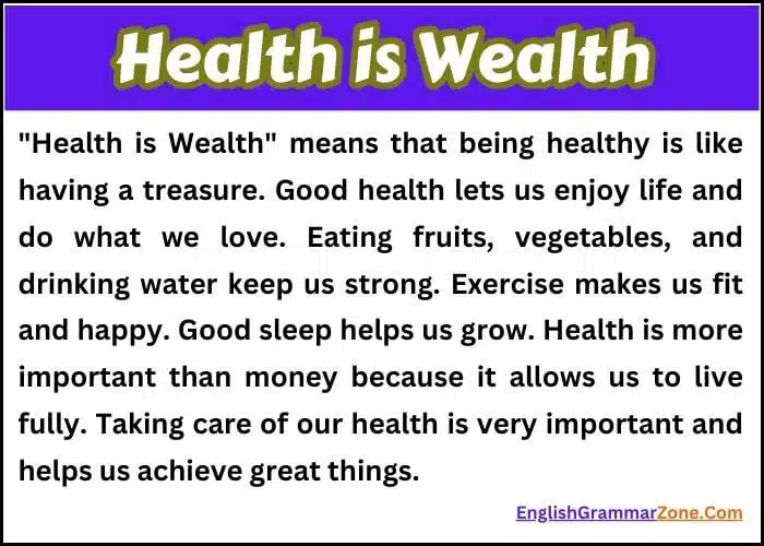 Essay on Health is Wealth for Children