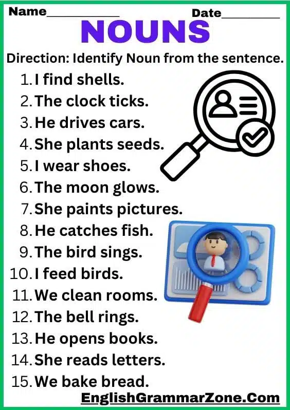 Noun Exercise For Grade (1-3)