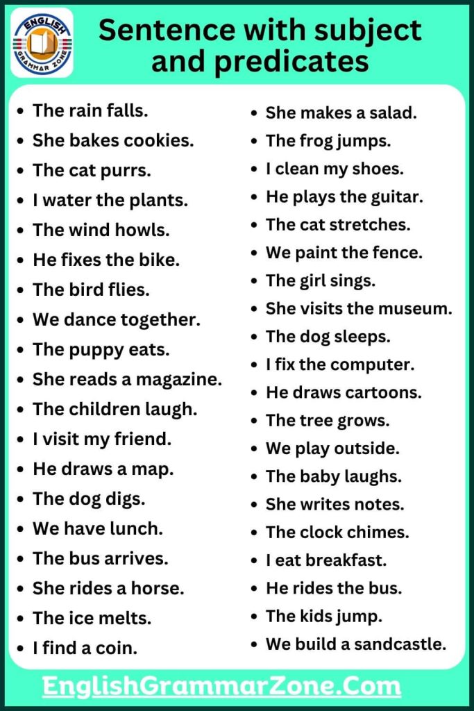 Sentence with Subject and Predicates