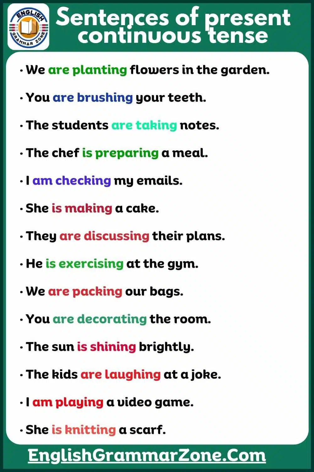 Present perfect tense examples