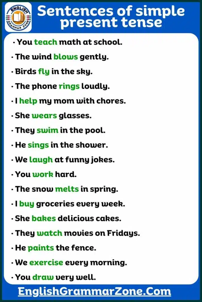 Examples of Simple Present Tense