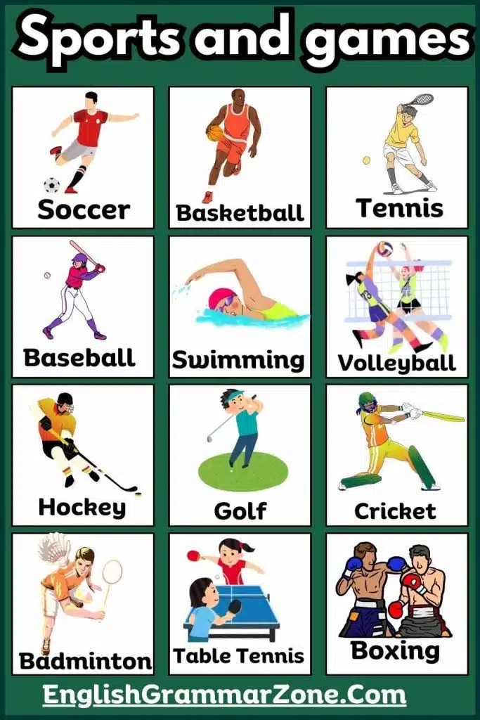 List Of Different Types Sports With Picture