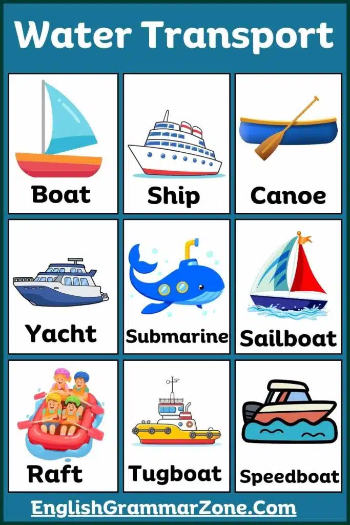 List Of Water Transport Name In English