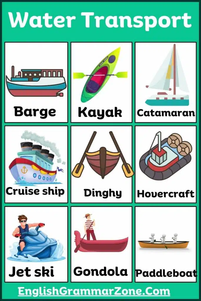 List Of Water Transport Names In English