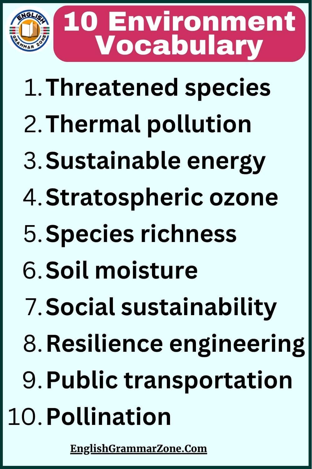 250 Environment Vocabulary Exercise