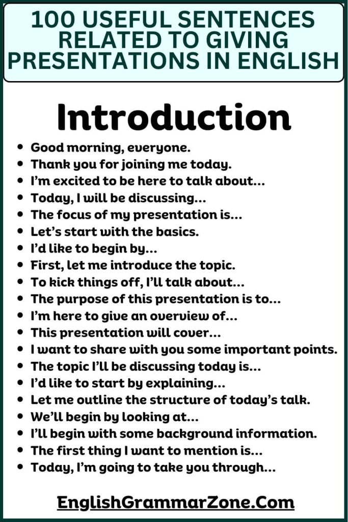Useful Phrases For Presentations