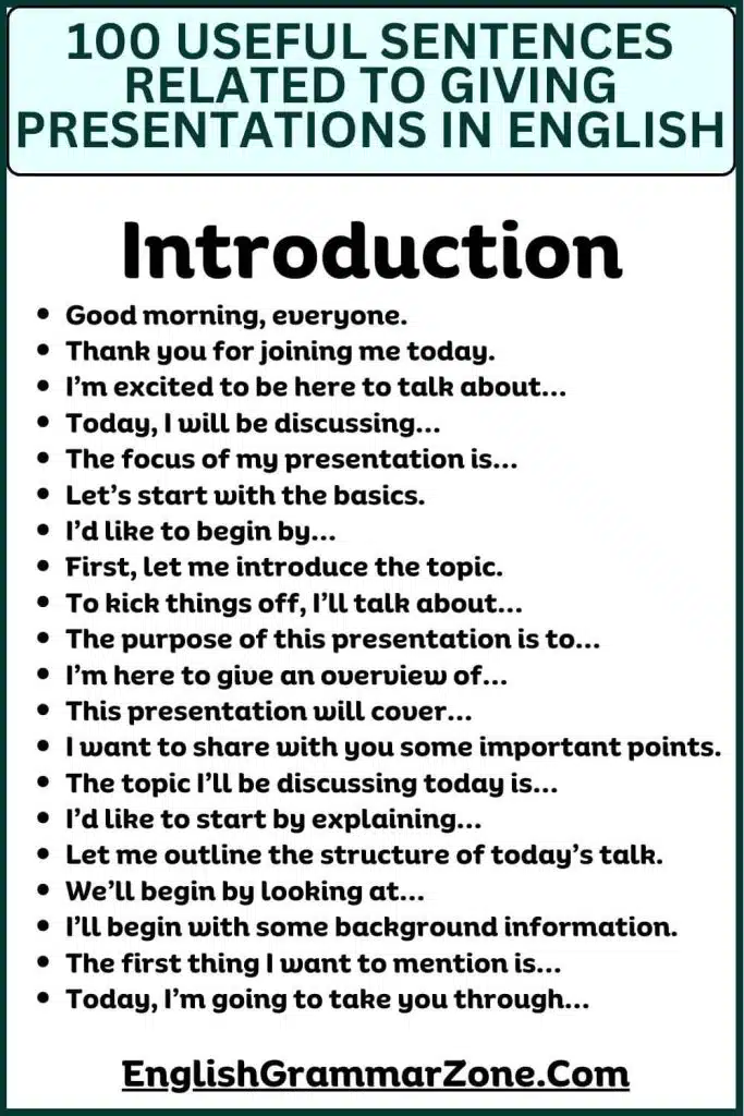 Useful Phrases For Presentations