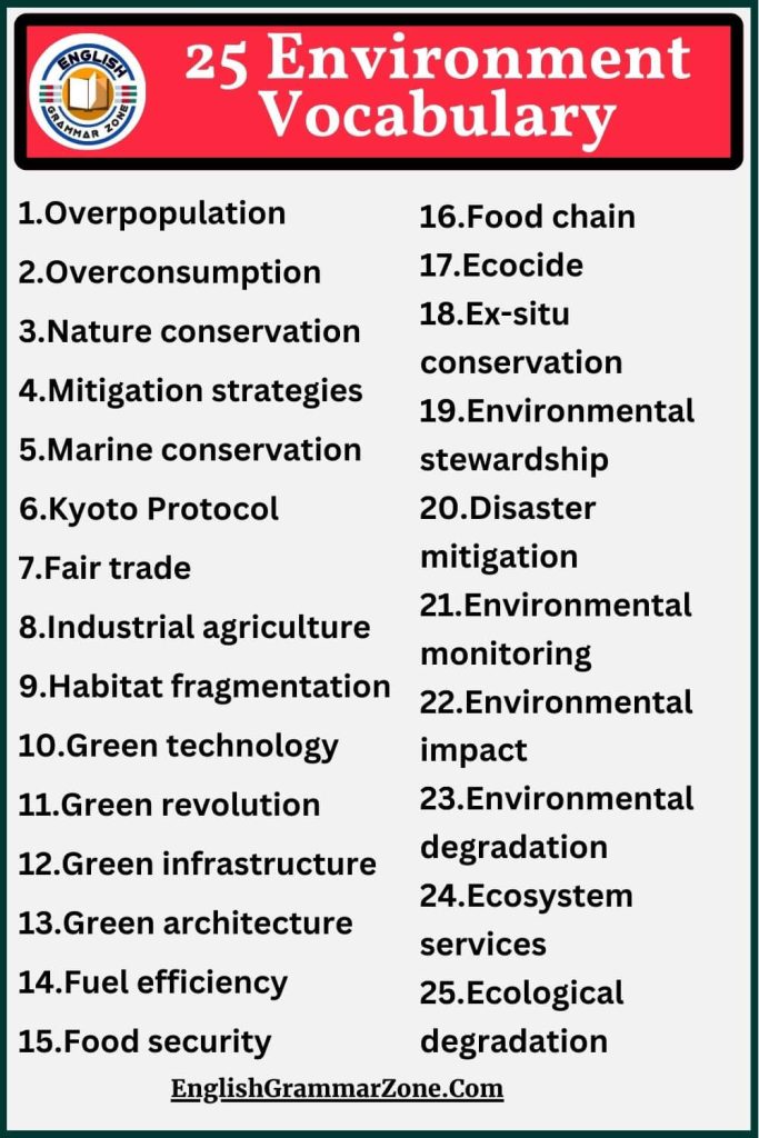 250 environment vocabulary