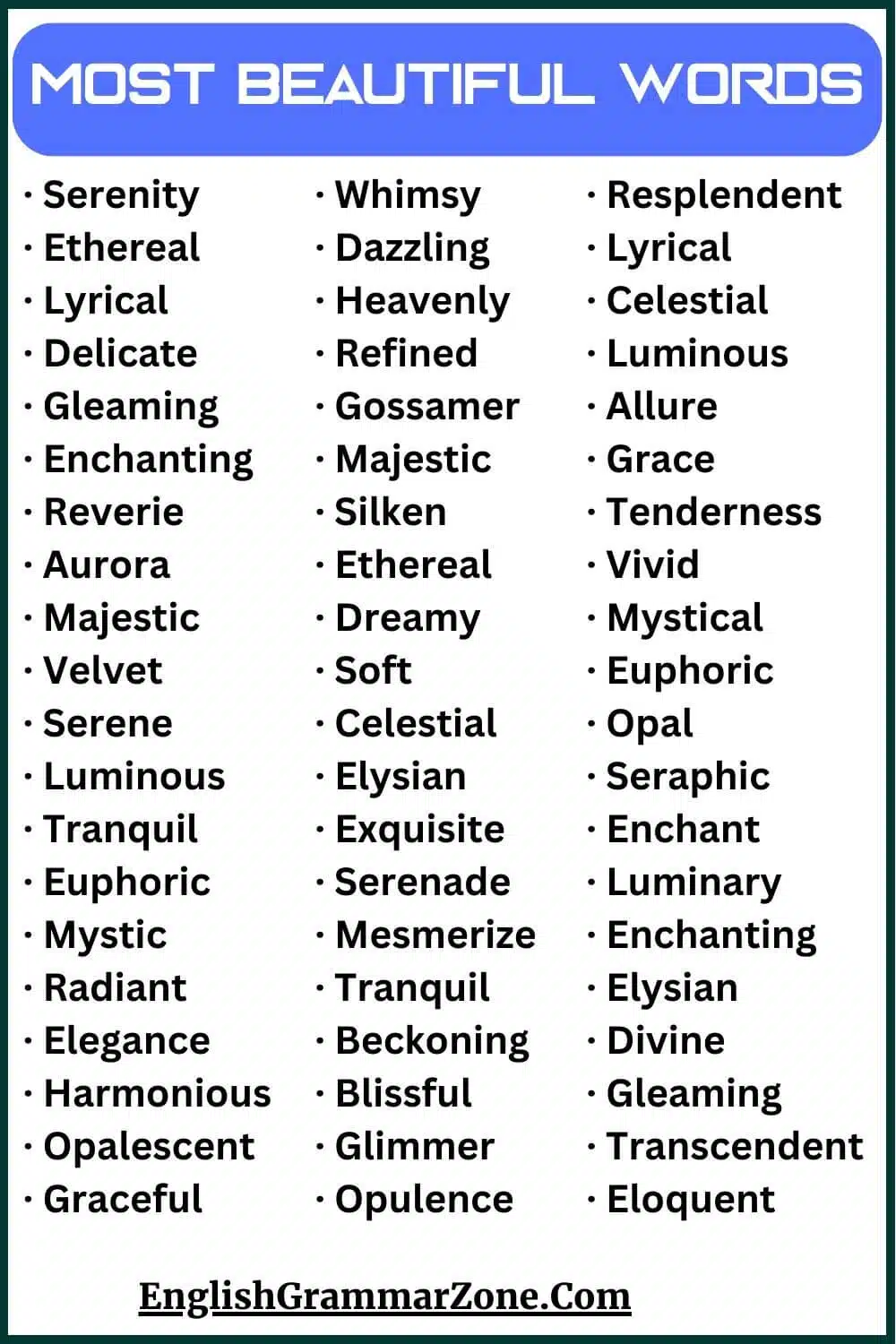 200 most beautiful words in English language