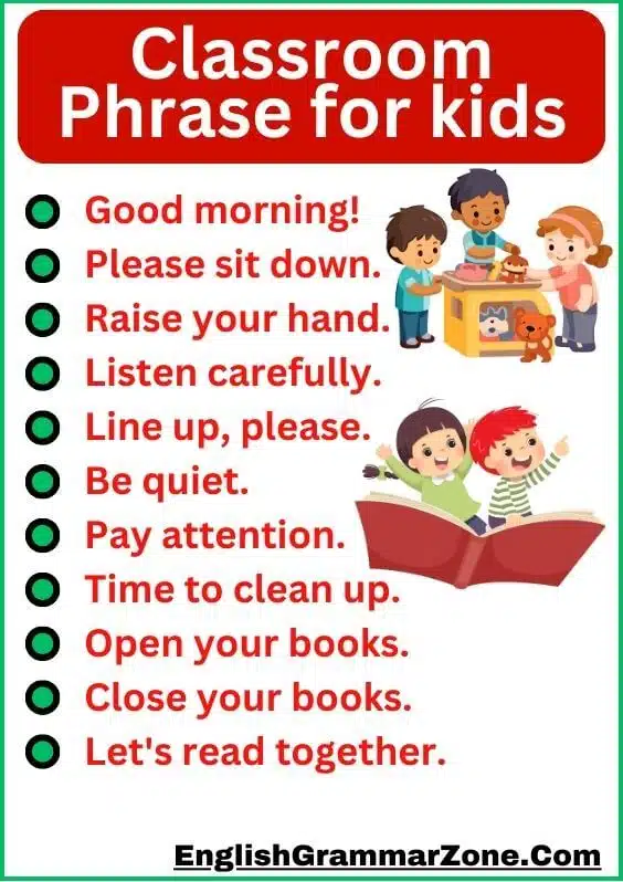 100 Classroom Phrases For Kids