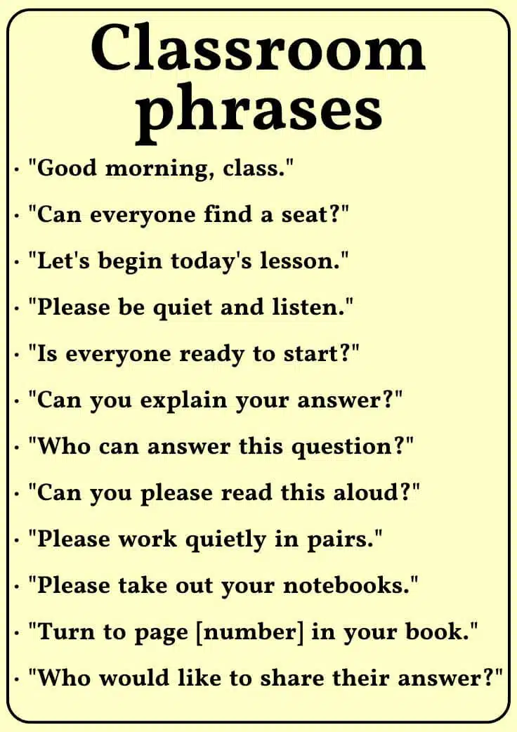 Most Useful Classroom Phrases For Teachers