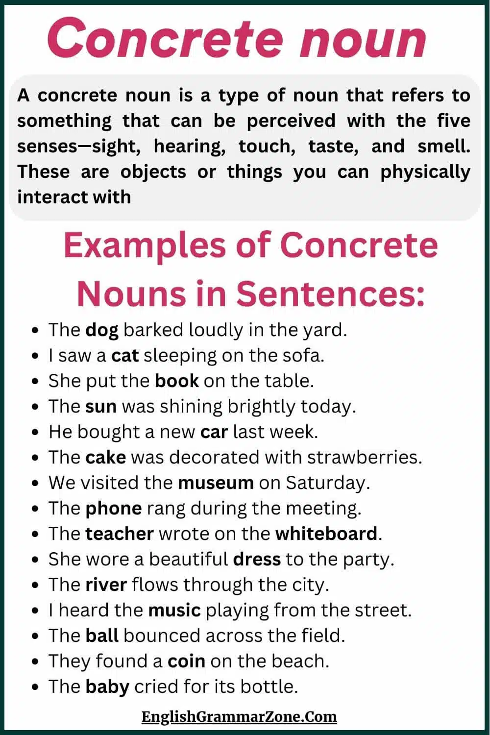 Concrete noun definition with examples