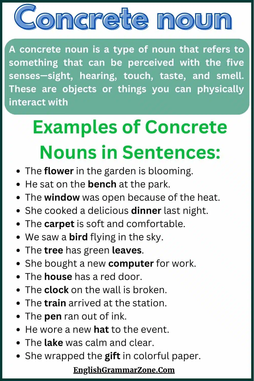 Concrete noun definition with examples