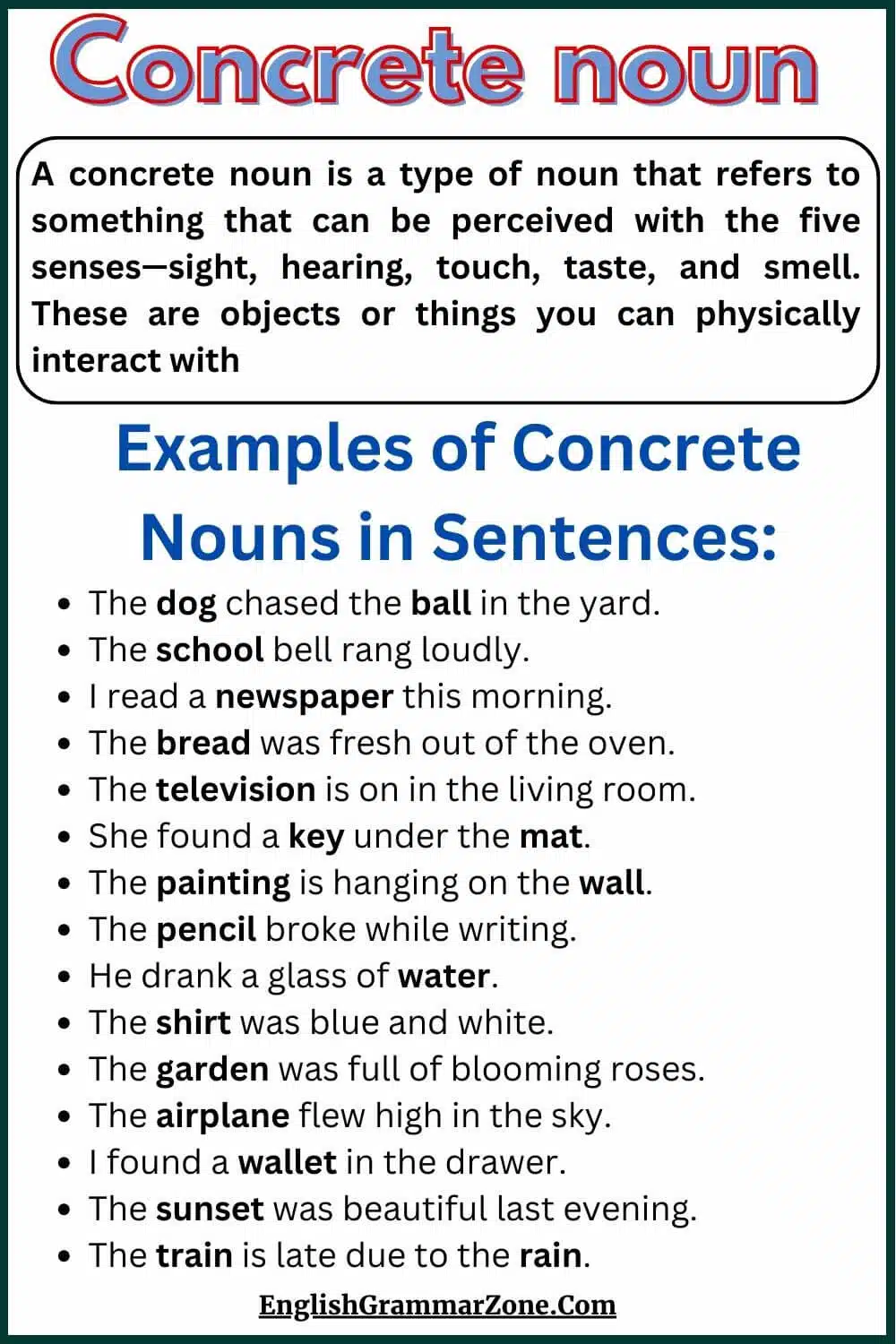 Concrete noun definition with examples