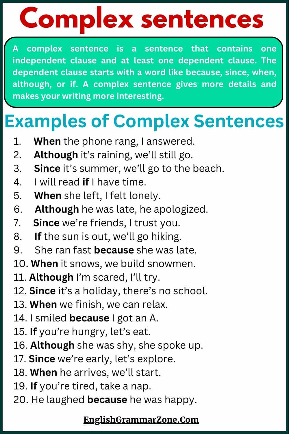 Example Of Complex Sentences