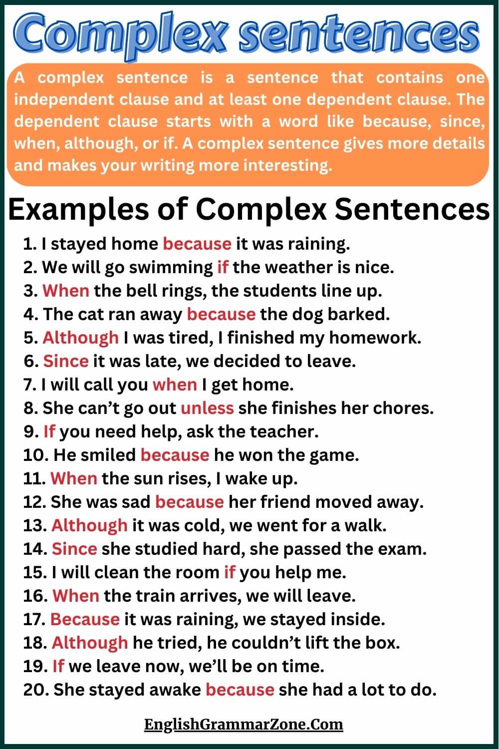 Examples of Complex Sentences