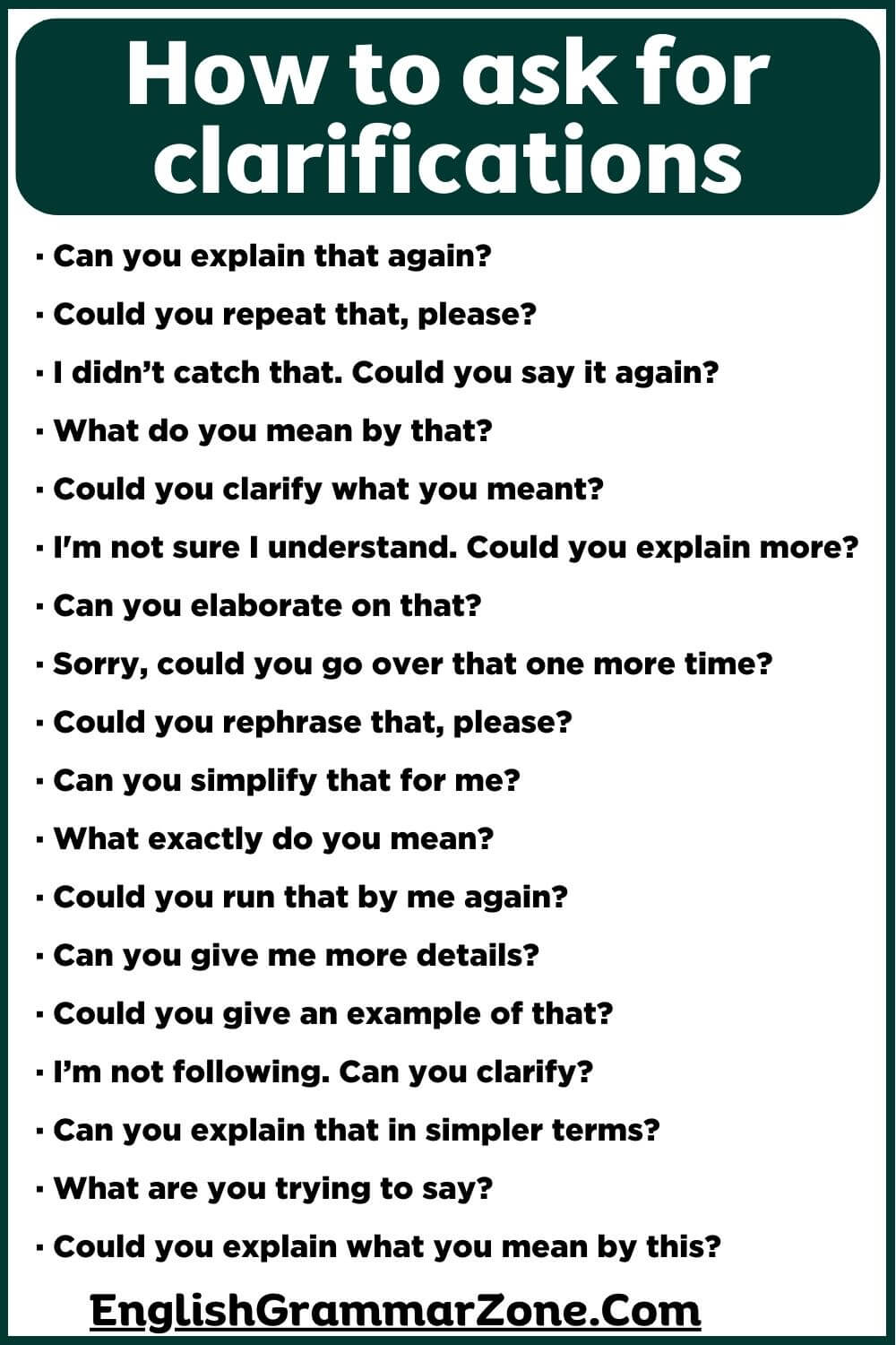 How to ask for clarification in English
