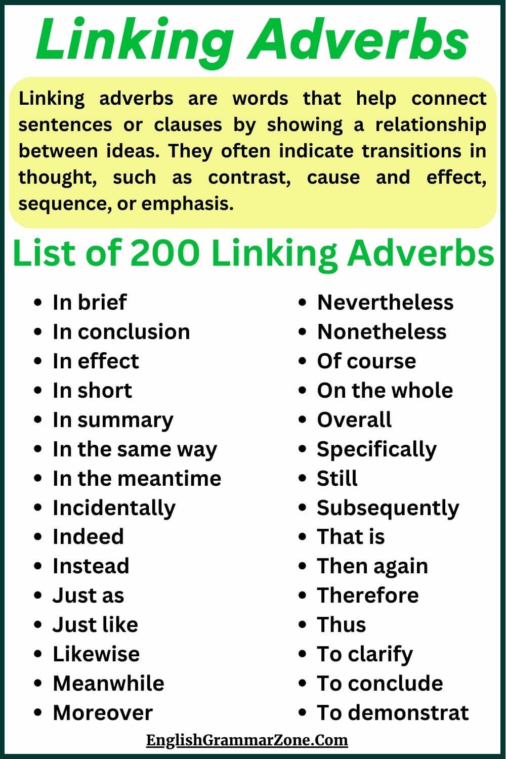 Linking Adverbs