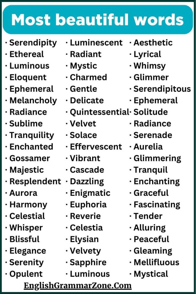 200 Most Beautiful Words In English