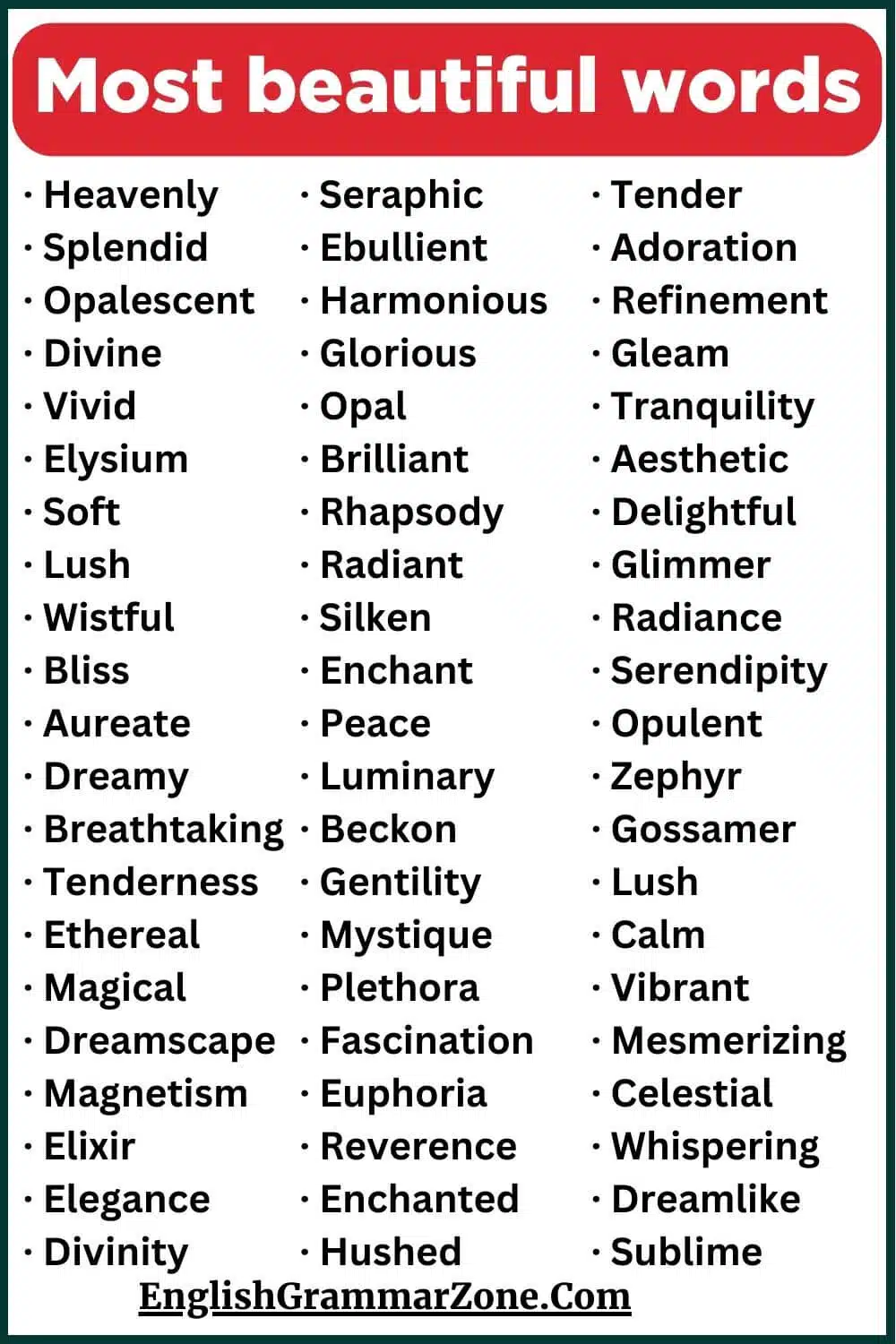 200 most beautiful words in English language