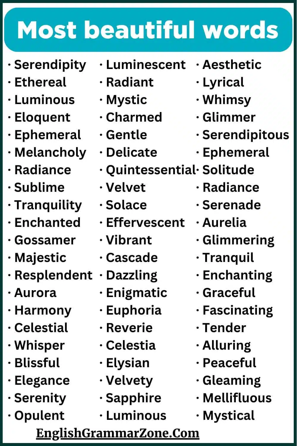 200 most beautiful words in English language