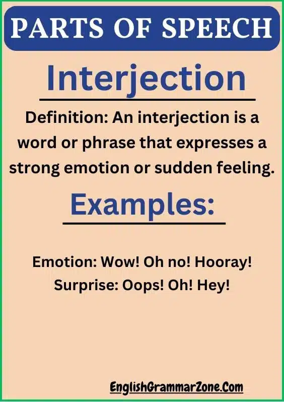 Parts of speech definition with example