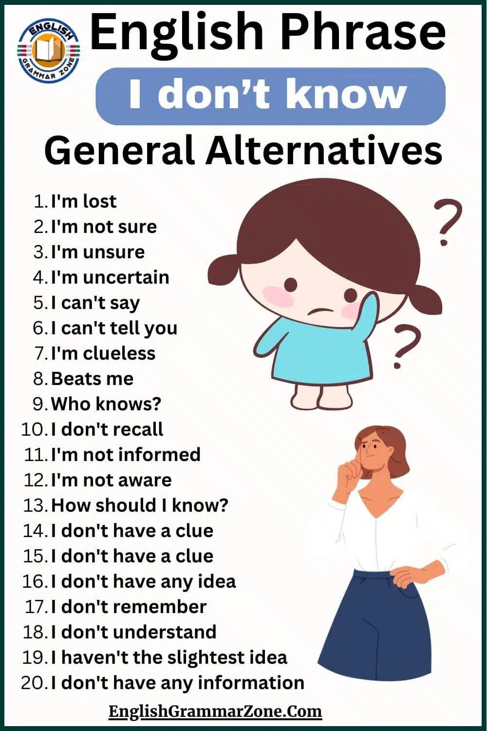 English Phrase I don’t know