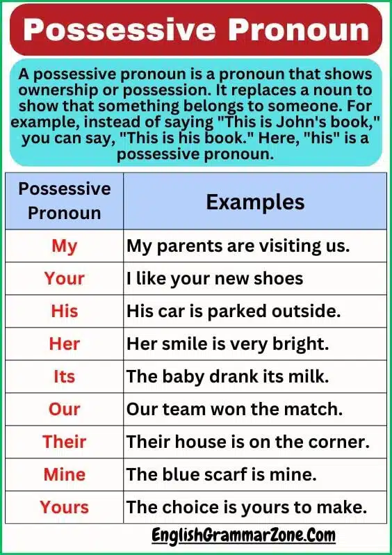 Possessive Pronoun Definition With Examples
