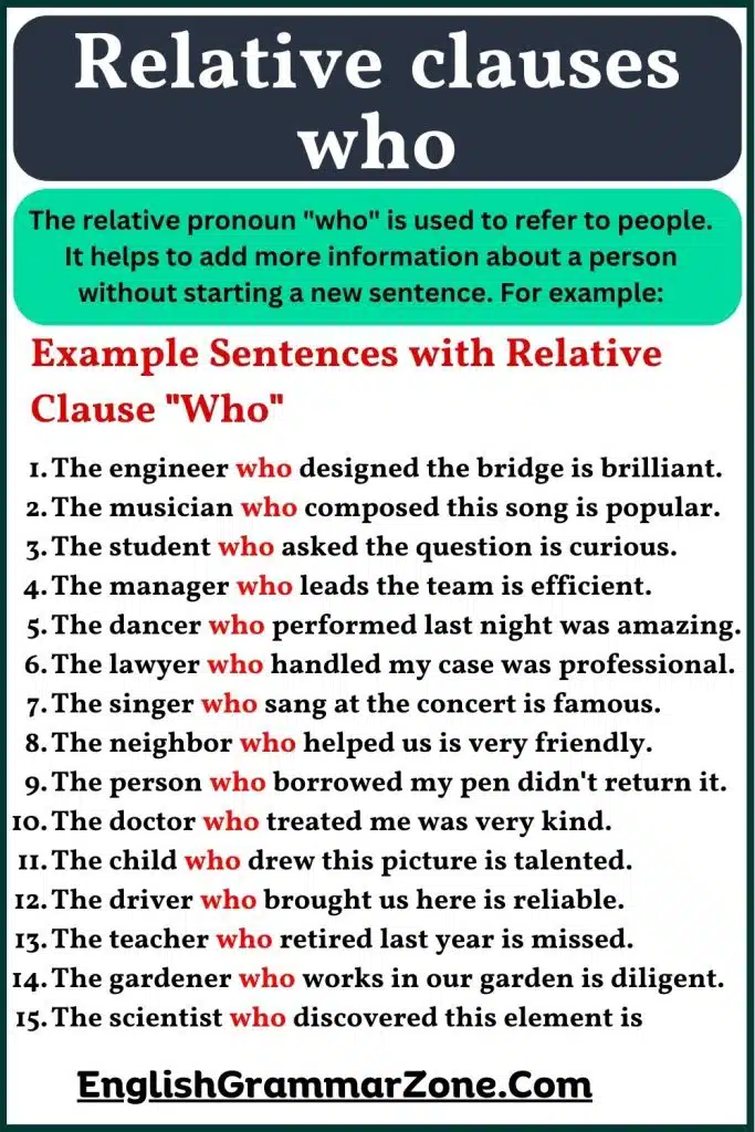 Relative clauses who