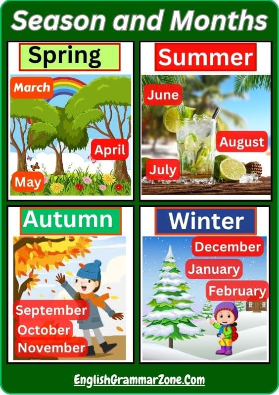 Season And Months Of The Year Worksheet