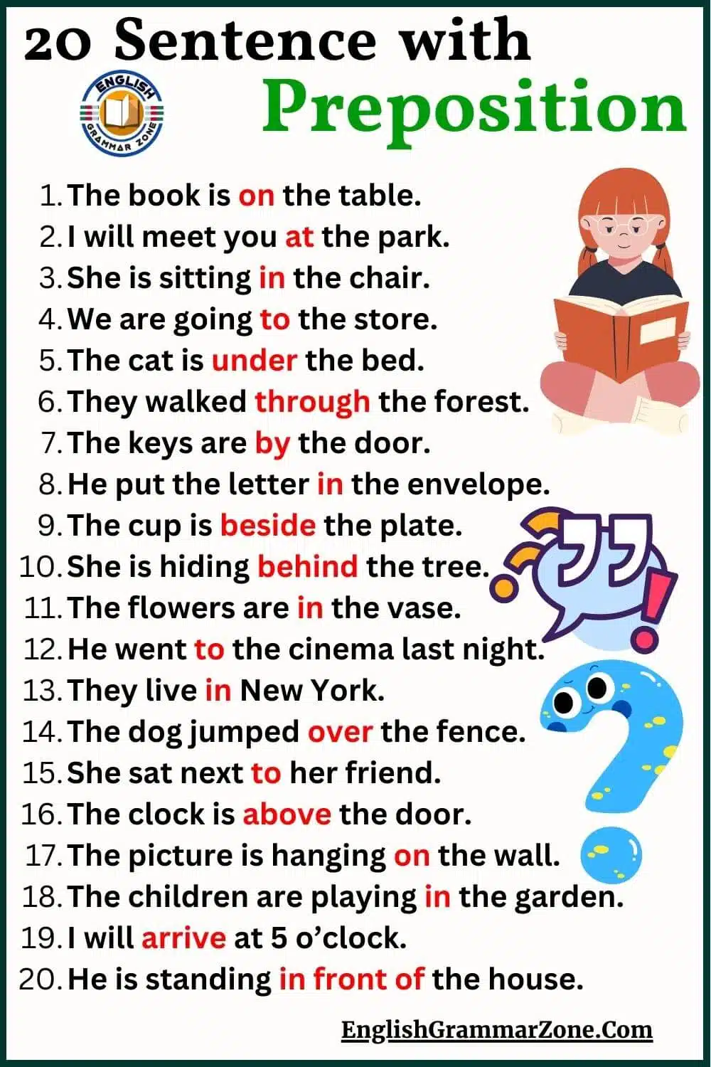 Preposition worksheet