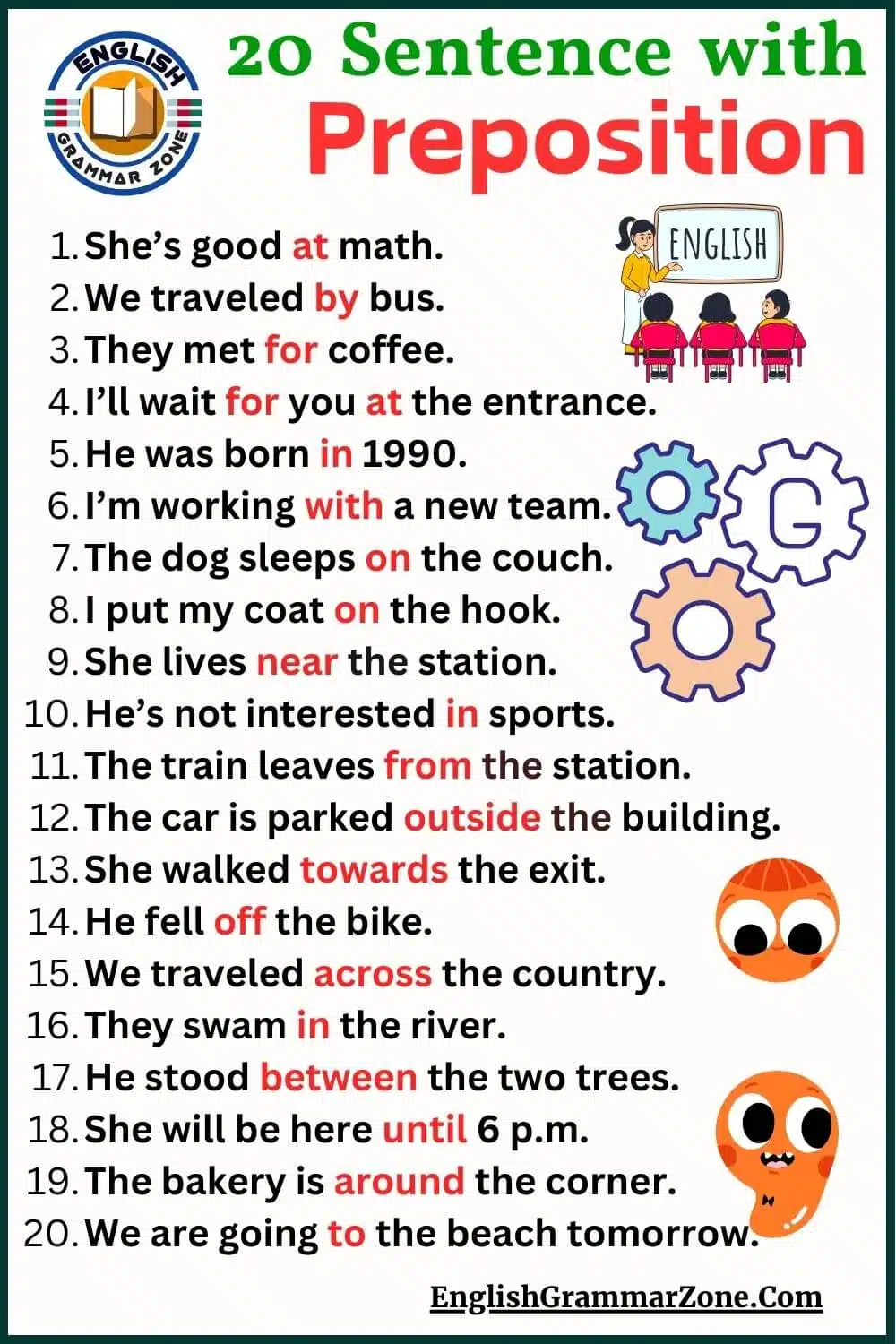 Preposition worksheet