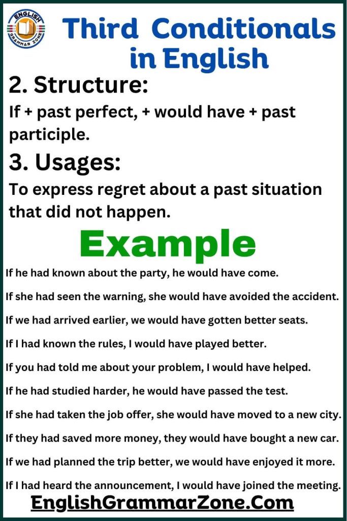 80 Examples of Third Conditionals in English