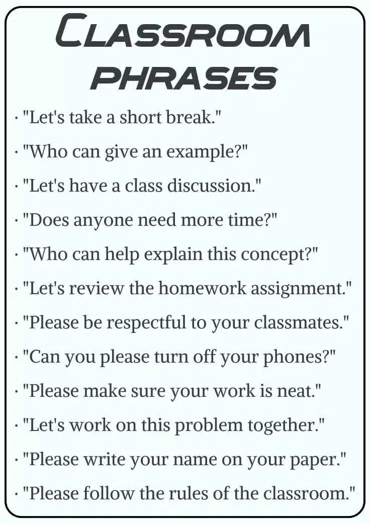 Most Useful Classroom Phrases For Teachers