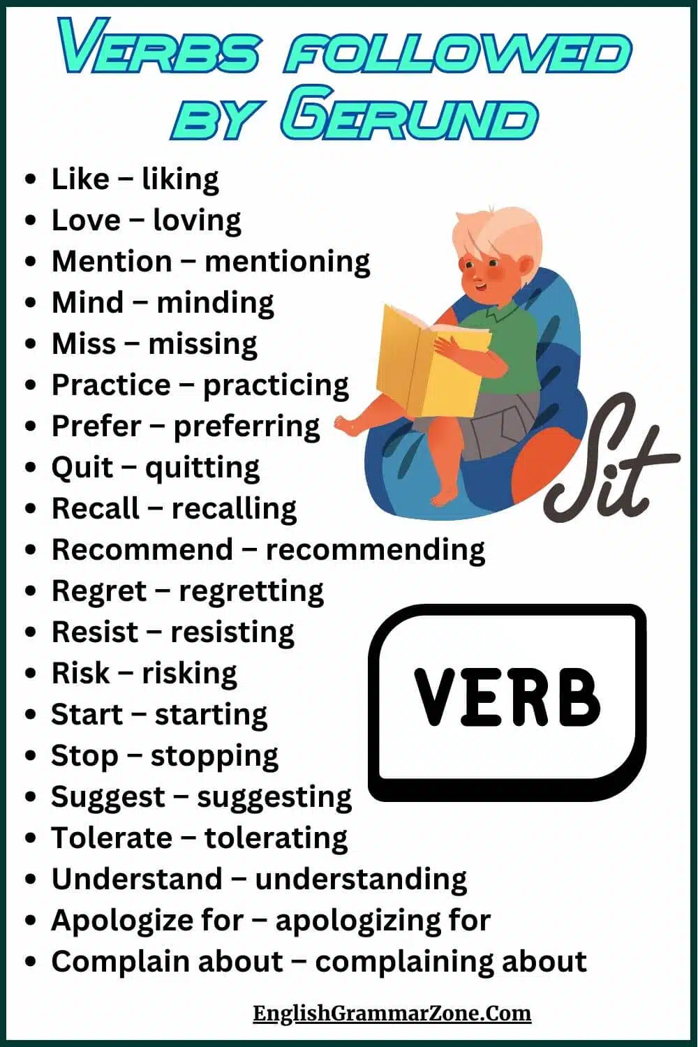 list of verbs followed by gerund