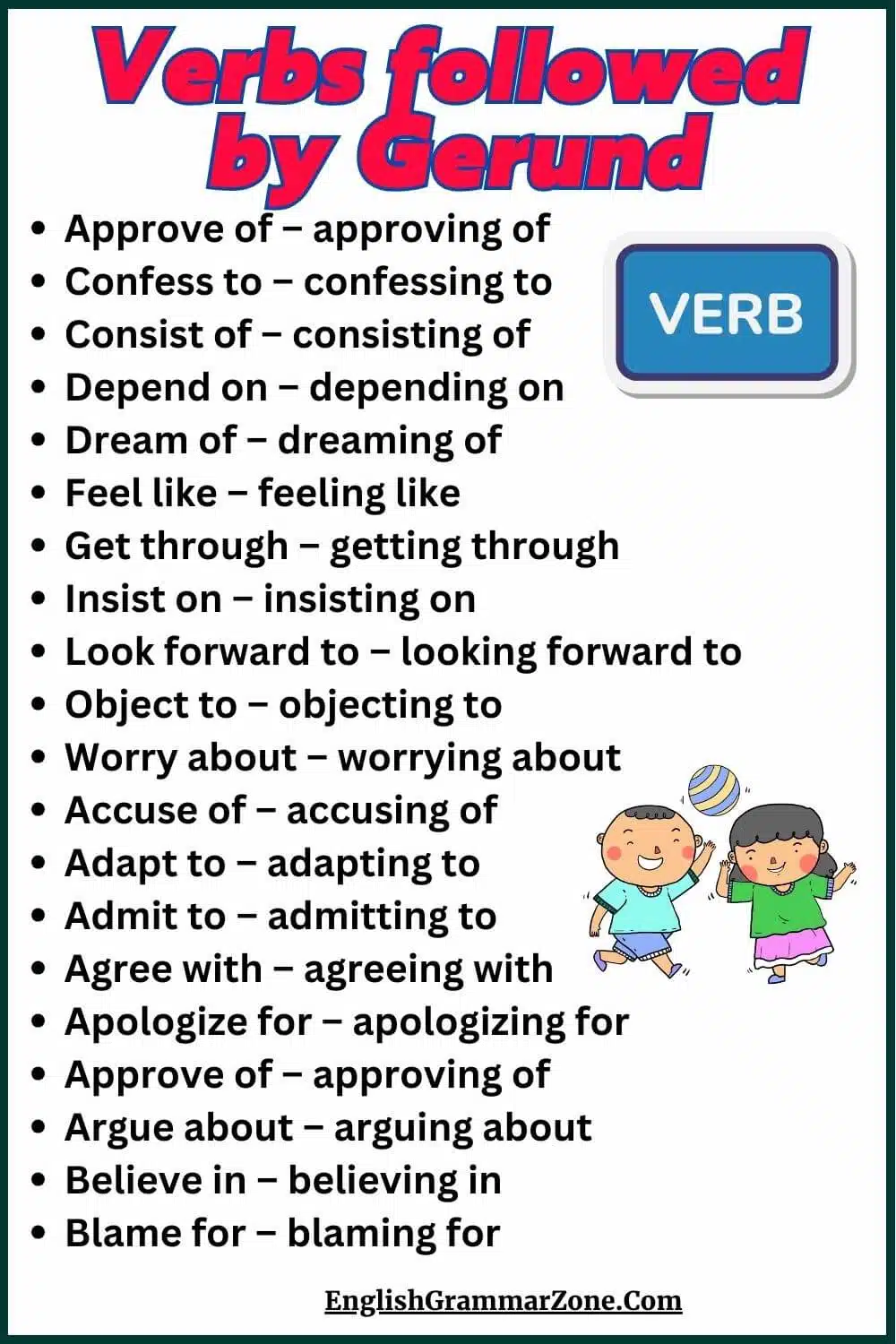 list of verbs followed by gerund