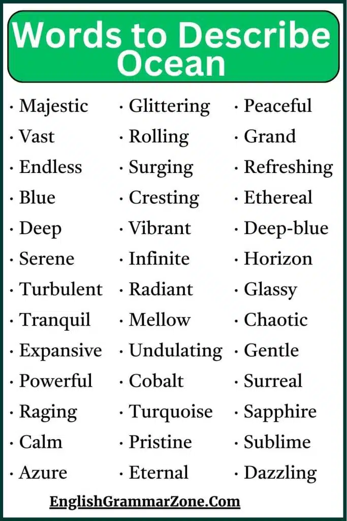 100 words to describe the Ocean