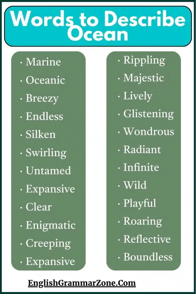 100 words to describe the Ocean