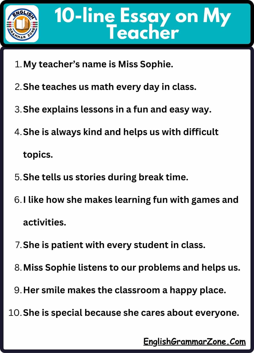 10-Line Essay on My Teacher