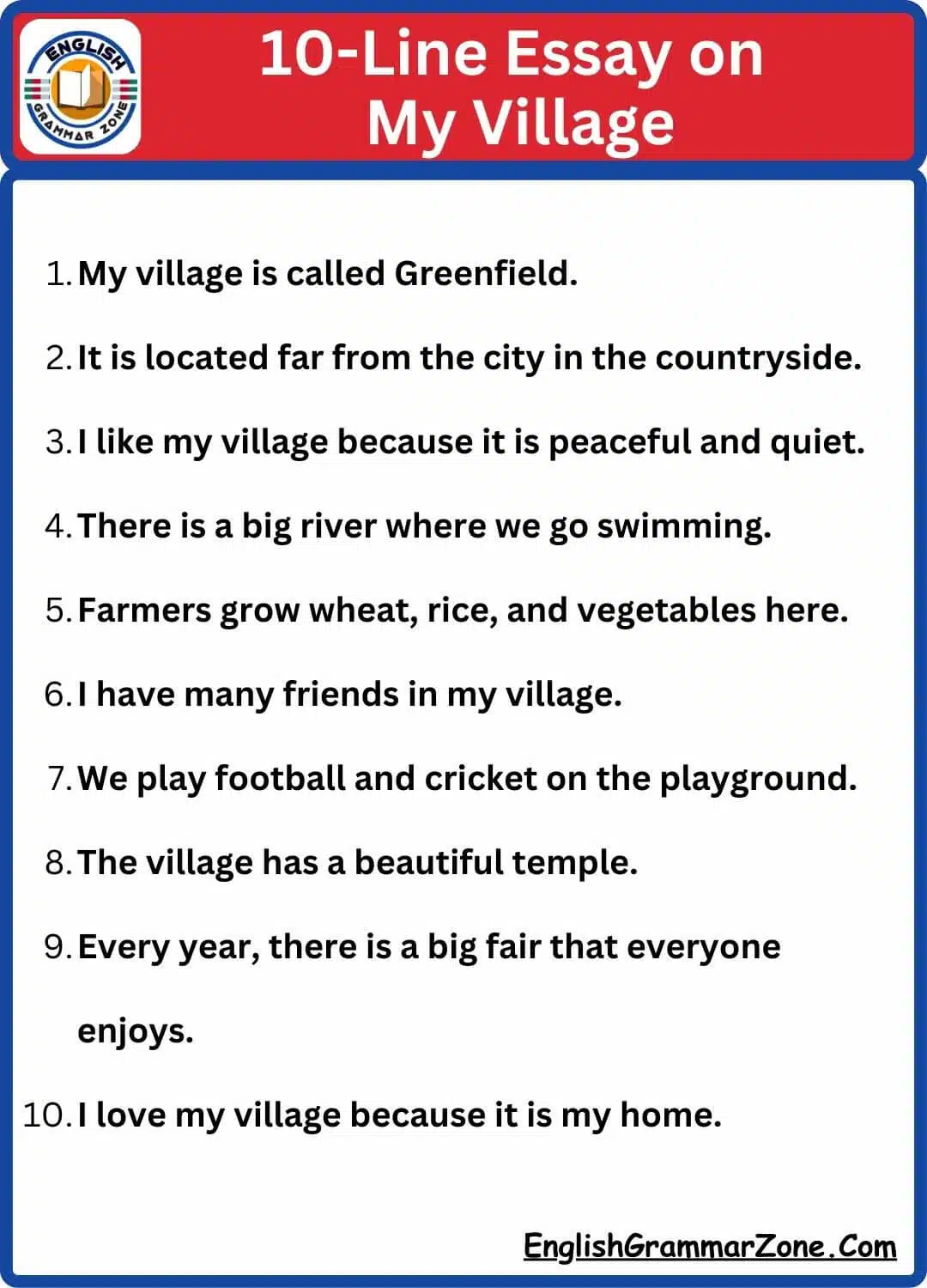10-line Essay on My Village