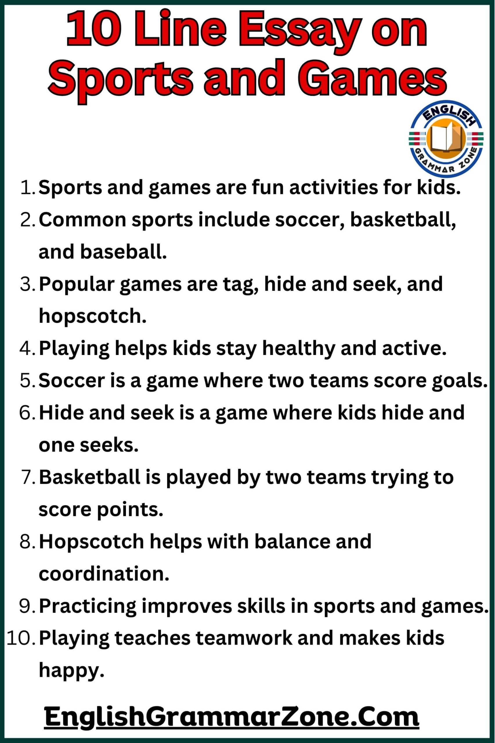 10 line essay on sports and games