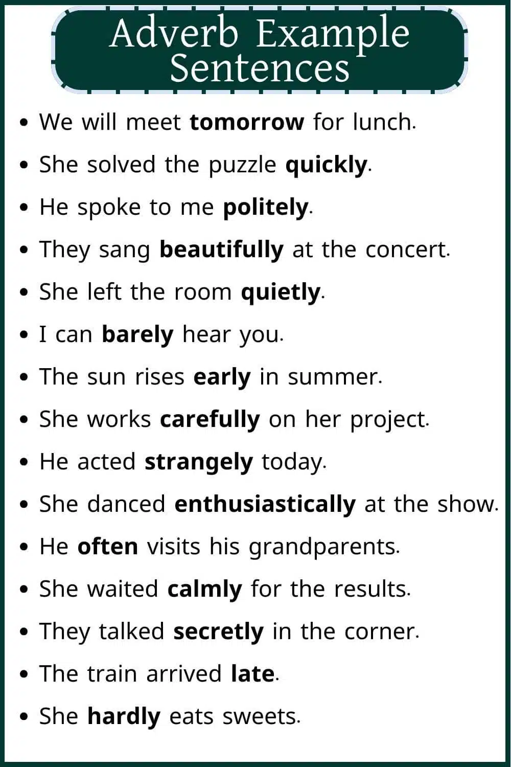 Adverb example sentence