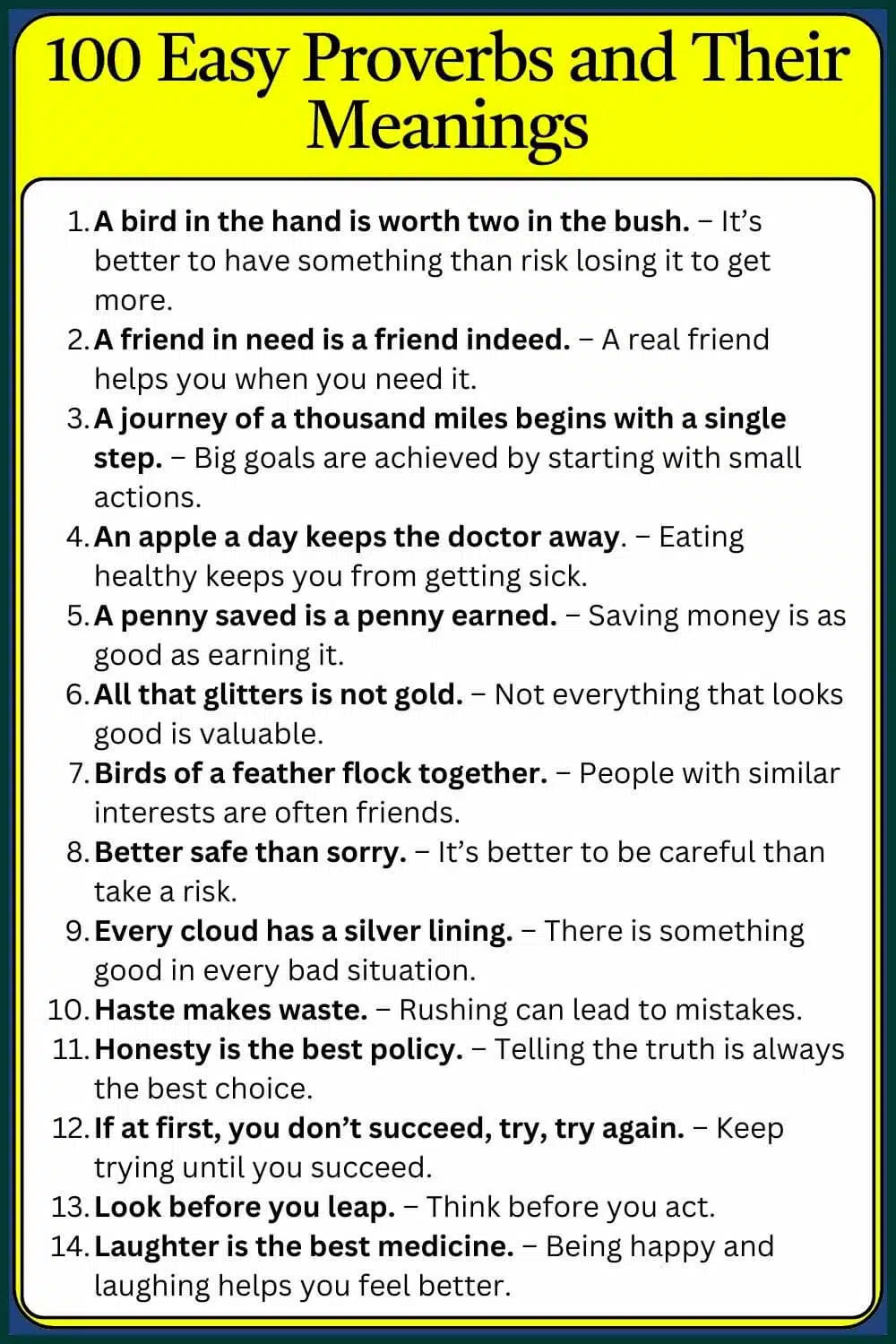 Proverbs and meaning