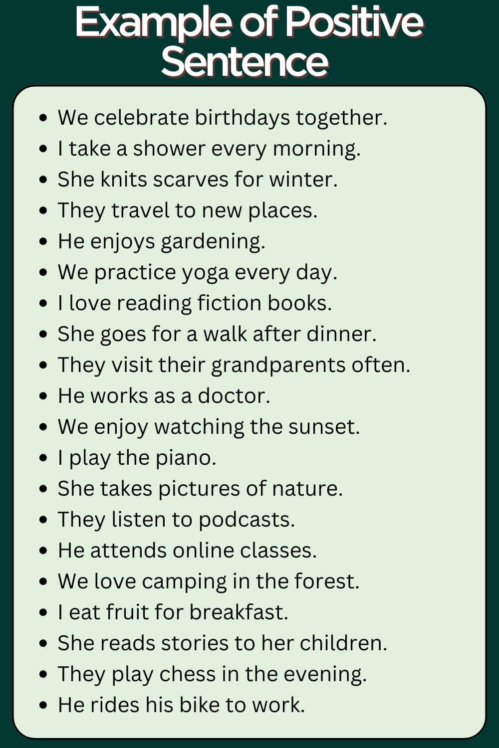 positive sentence | positive sentence example