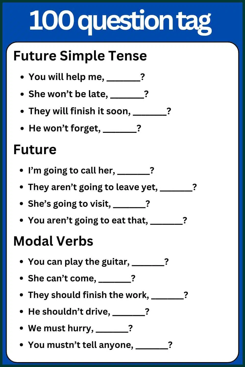 100 question tag examples